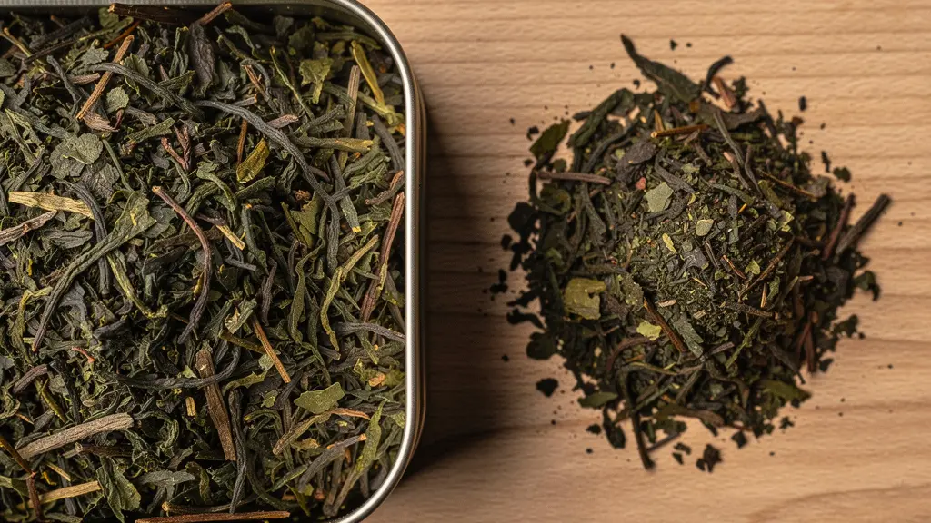 Comparaison visuelle entre feuilles de thé entières premium et feuilles brisées de sachets industriels