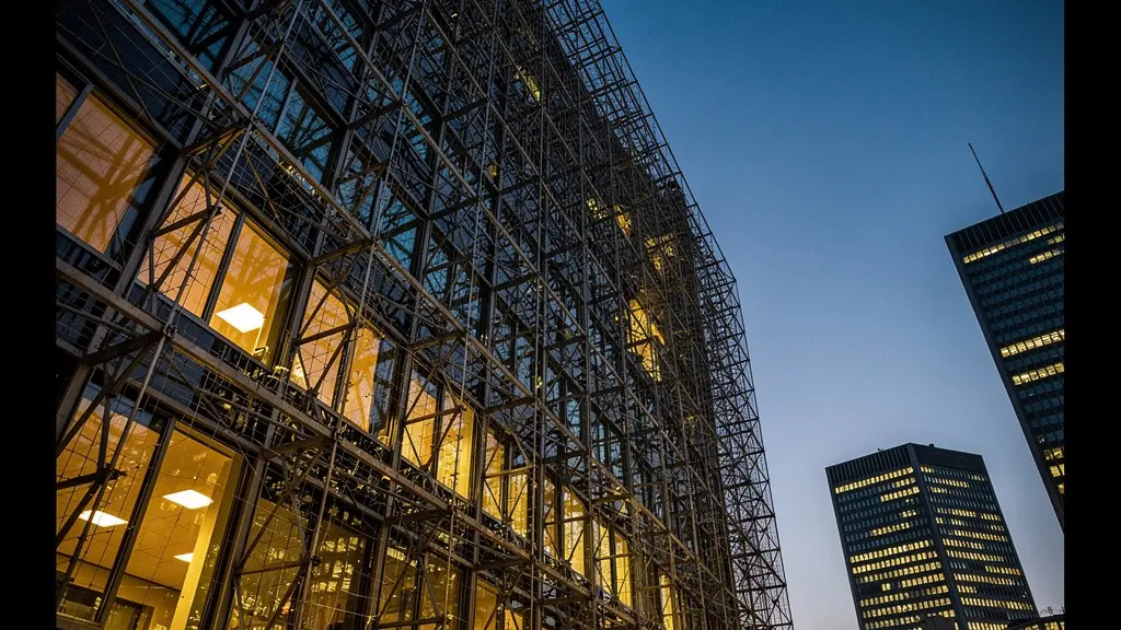 Architecture bancaire moderne à Zurich vue depuis un angle architectural mettant en valeur la structure de sécurité