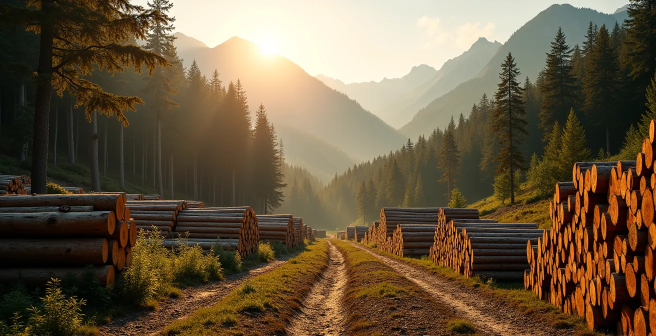 Forêt suisse gérée durablement avec coupe sélective pour production de fibre de bois