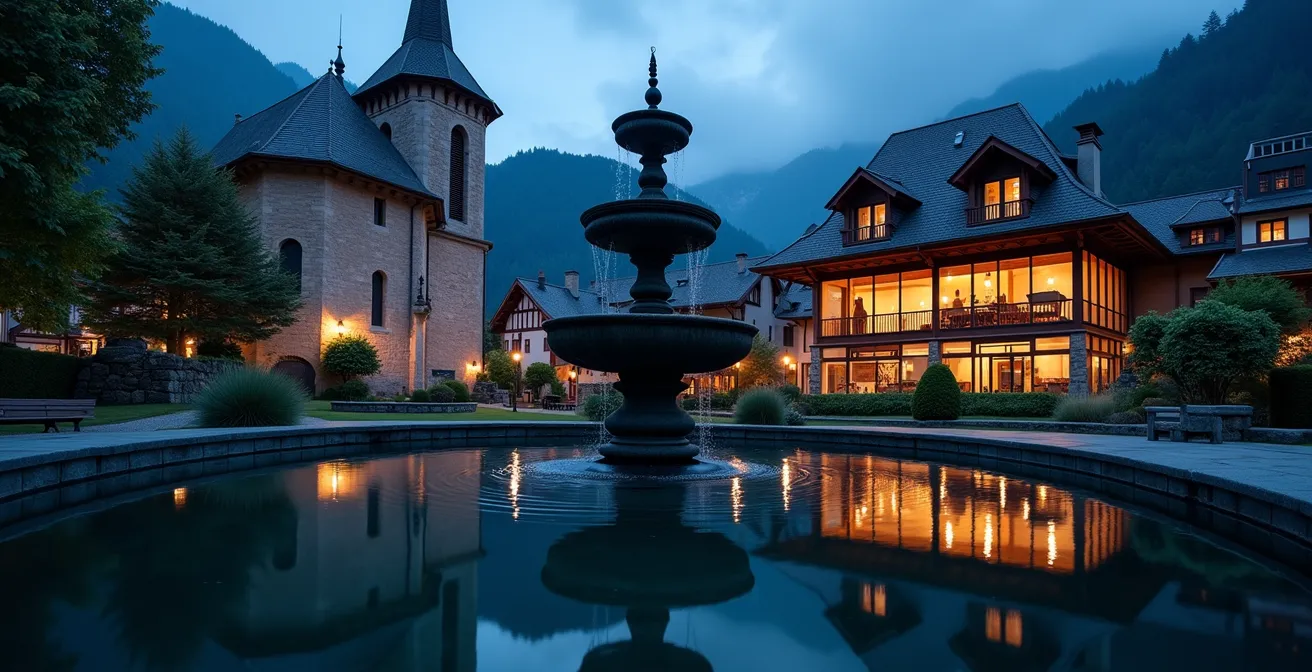 Vue d'ensemble montrant l'harmonie entre architecture moderne et traditionnelle