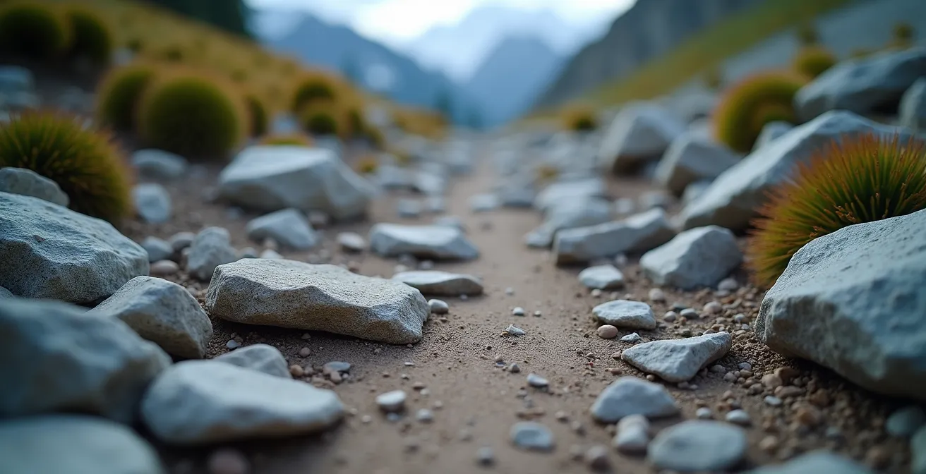 Comparaison visuelle de trois types de sentiers de difficulté croissante
