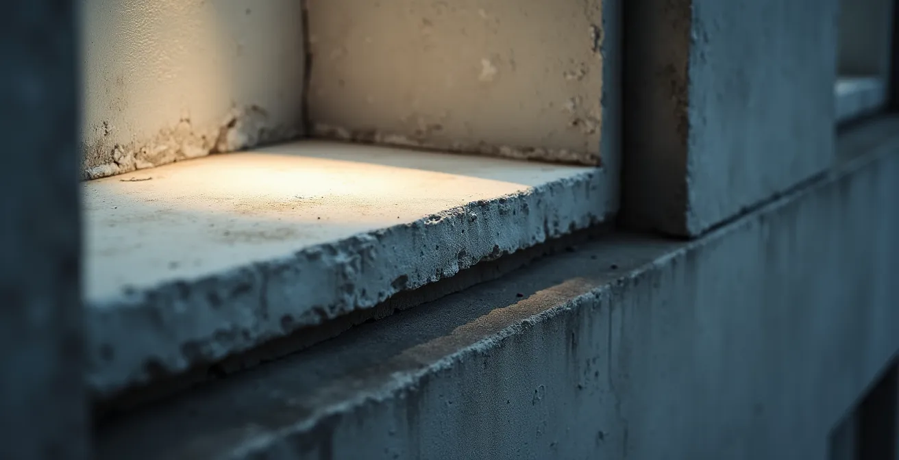 Vue thermographique d'une dalle de balcon traversante montrant les déperditions de chaleur dans un immeuble suisse